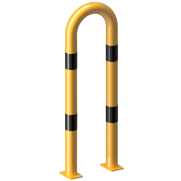 Anti-nudge hoop | steel tube  76 mm | yellow / black | total width: 400 mm | height above ground: 1150 mm | to be fixed by plugs